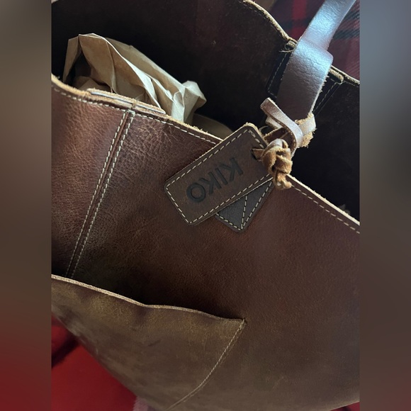 Genuine Leather KIKO Brown Leather Suede Tote Shoulder Bag Purse Like New - Picture 4 of 16